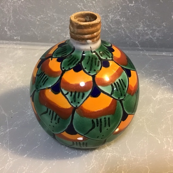 Mexican Folk Art Pottery Round Vase - Picture 1 of 6